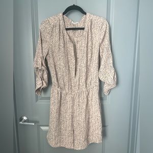LOFT Tan/Beige & Black Printed Formal Long-Sleeve Romper/Pantsuit (Medium)